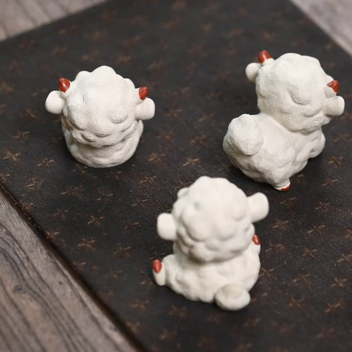 Buddha Stones Décoration pour animaux de compagnie en argile violette, symbole du zodiaque chinois, mouton mignon, thé porte-bonheur - image 11