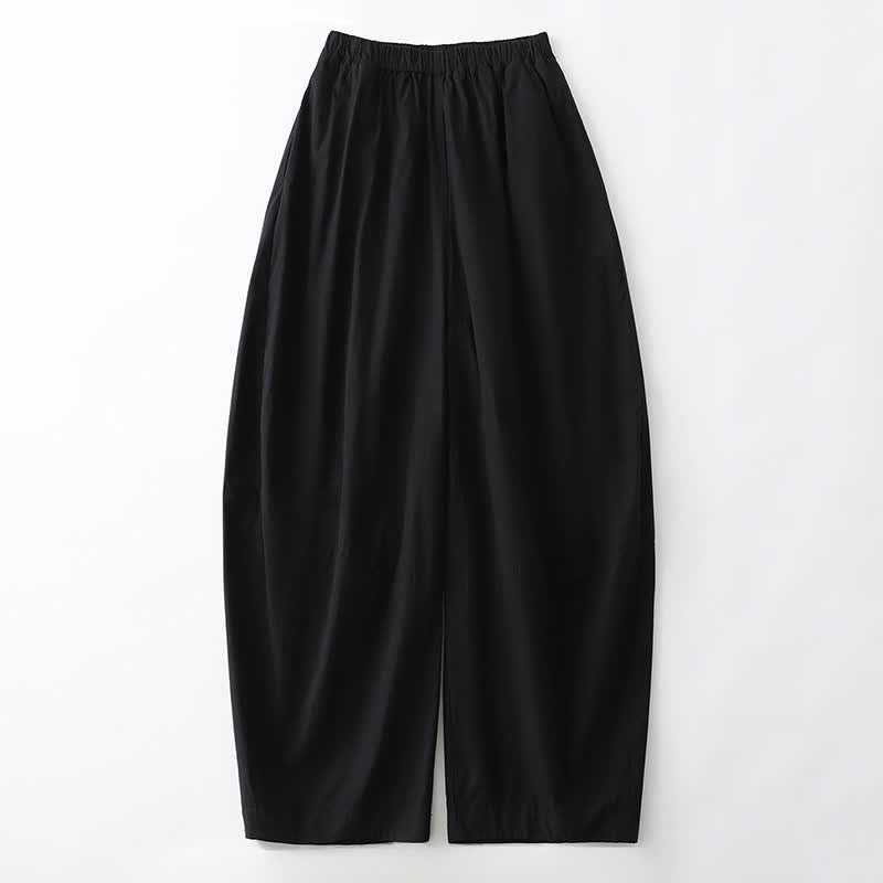 Buddha Stones Pantalon sarouel court uni, décontracté et minimaliste, style été, avec poches - Noir - US12, UK/AU16, EU44 (2XL) - image 6