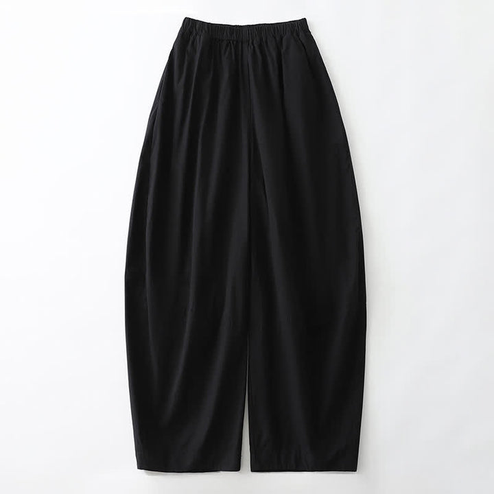 Buddha Stones Pantalon sarouel court uni, décontracté et minimaliste, style été, avec poches - Noir - US12, UK/AU16, EU44 (2XL) - image 6