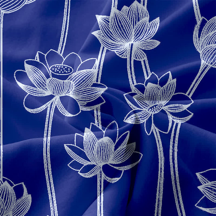 Buddha Stones Robe midi d'été décontractée pour femme, à motif lotus et poches - image 3