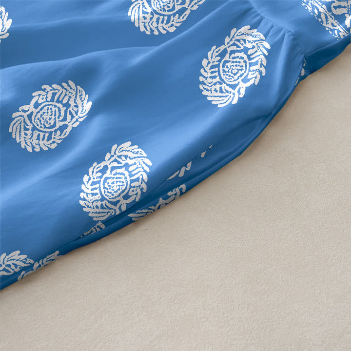 Buddha Stones Robe midi d'été décontractée pour femme, à rayures géométriques et médaillons, sans manches et avec poches - image 2