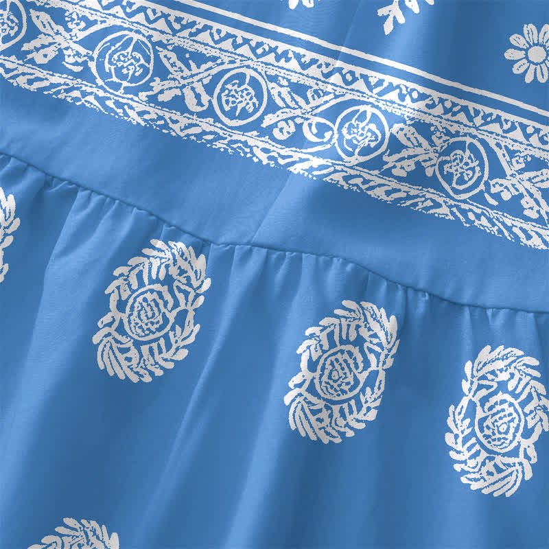 Buddha Stones Robe midi d'été décontractée pour femme, à rayures géométriques et médaillons, sans manches et avec poches - image 1