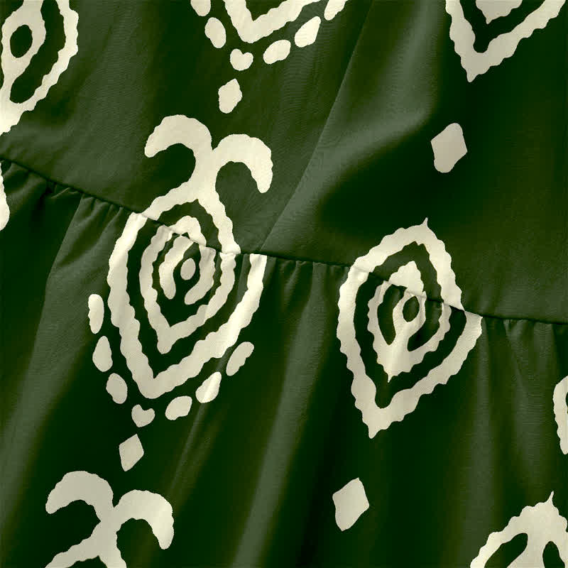 Buddha Stones Robe midi d'été décontractée pour femme, à motif géométrique tribal et bordures, sans manches et poches. - image 1