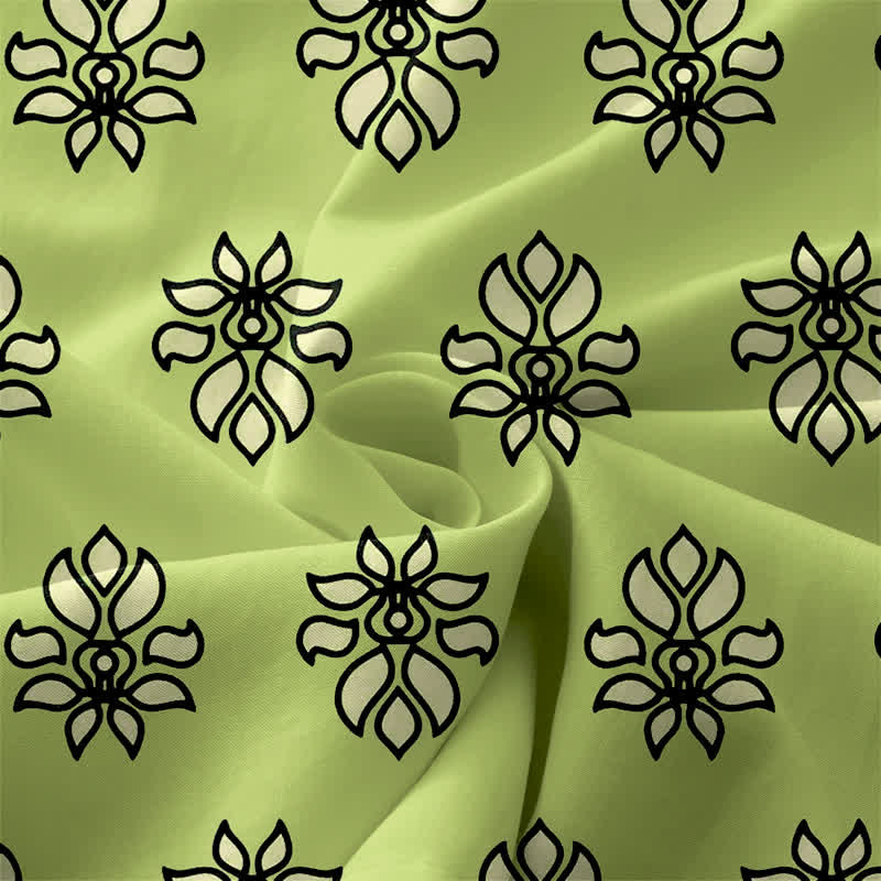 Buddha Stones Robe midi d'été décontractée pour femme, sans manches, à bordure florale menthe, avec poches - image 3