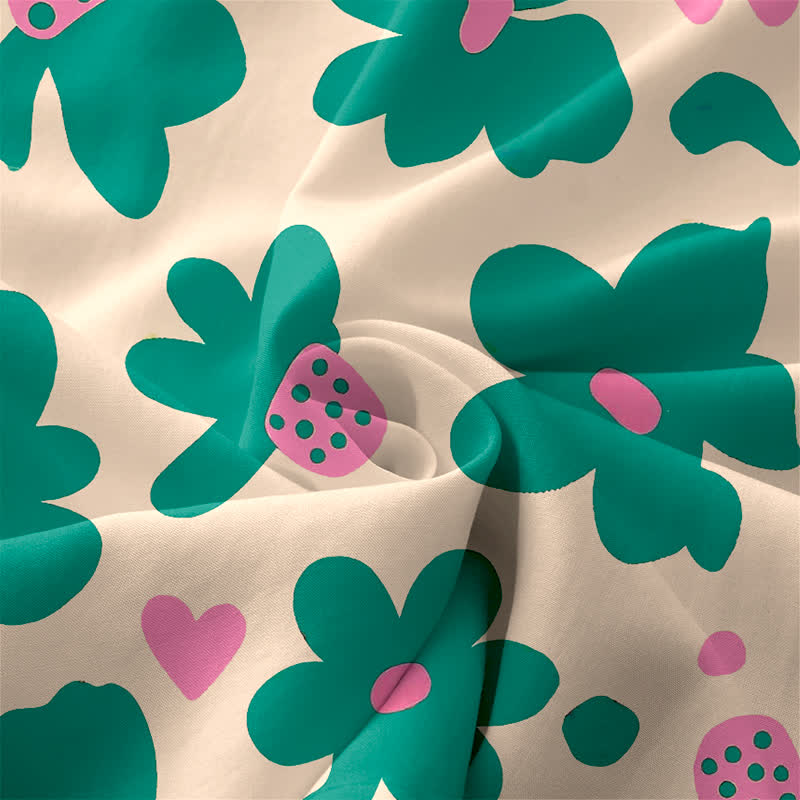 Buddha Stones Robe midi d'été décontractée pour femme, sans manches, à motif floral cœur vert et poches - image 3