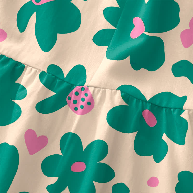 Buddha Stones Robe midi d'été décontractée pour femme, sans manches, à motif floral cœur vert et poches - image 1