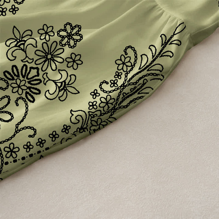 Buddha Stones Robe midi d'été décontractée à motif floral bohème et sans manches avec poches pour femme - image 2