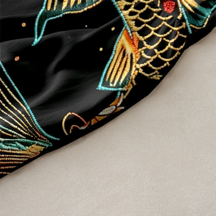 Buddha Stones Robe midi d'été décontractée pour femme, à motif floral ondulé et carpes koï, avec poches - image 2