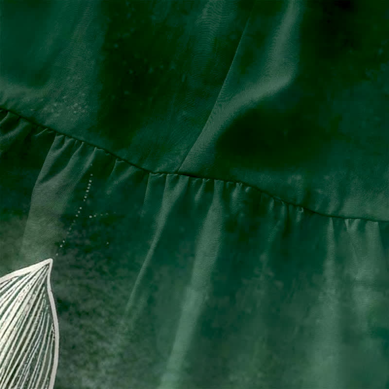 Buddha Stones Robe midi d'été décontractée pour femme, à motif lotus fleuri, sans manches et avec poches - image 1