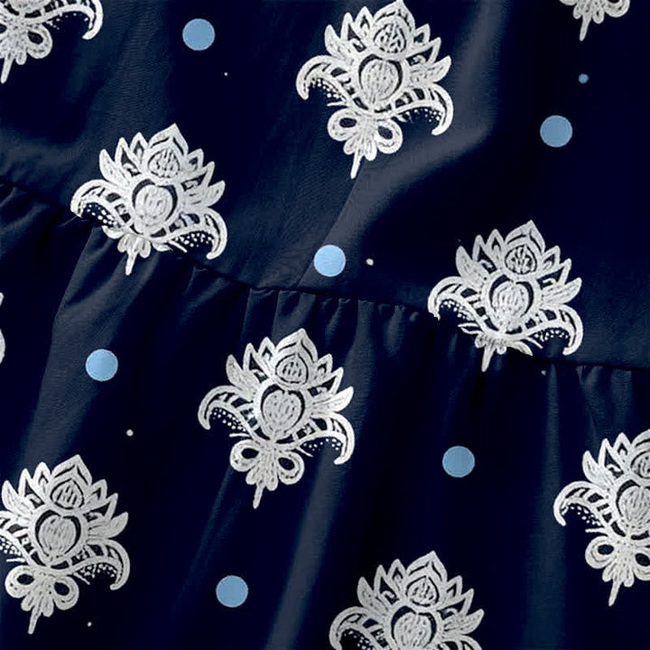 Buddha Stones Robe midi d'été décontractée pour femme, sans manches, à bordure de lotus et à motifs floraux, avec poches - image 1