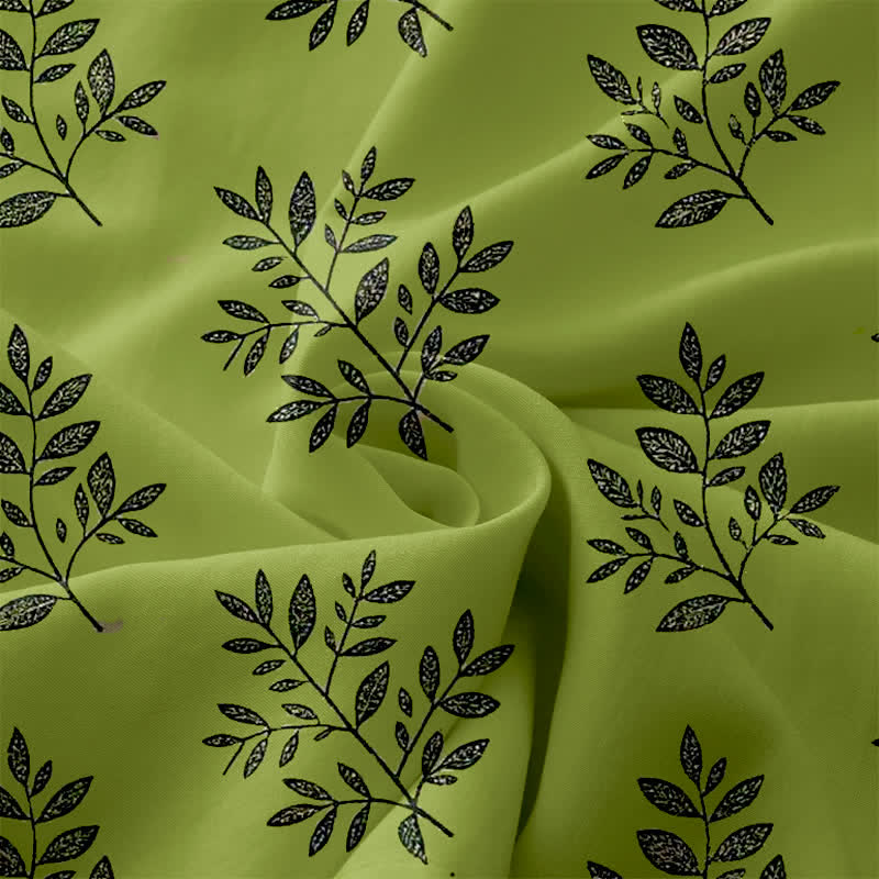 Buddha Stones Robe midi d'été décontractée pour femme, à motif botanique de feuilles, sans manches et avec poches - image 3
