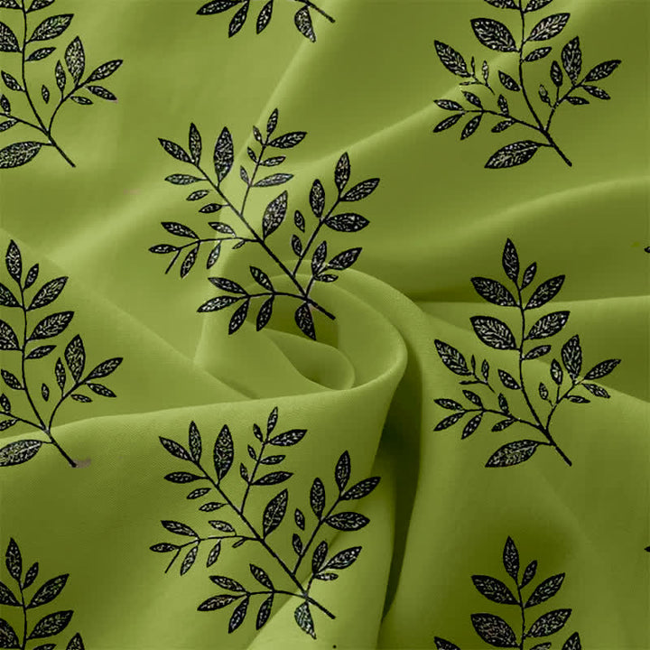 Buddha Stones Robe midi d'été décontractée pour femme, à motif botanique de feuilles, sans manches et avec poches - image 3
