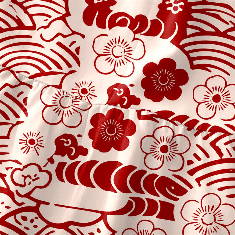 Buddha Stones Robe midi d'été décontractée Seigaiha à motif floral pour femme, sans manches et avec poches - image 1