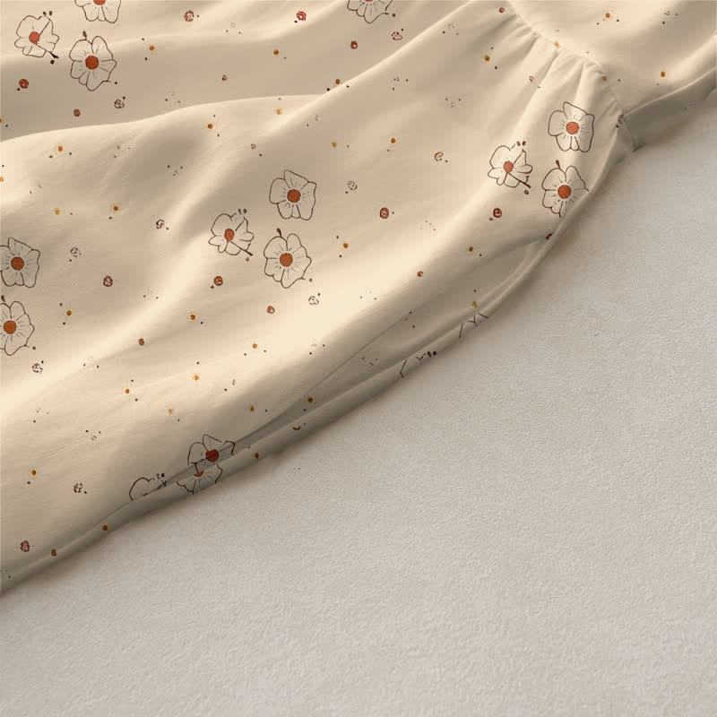 Buddha Stones Robe midi d'été décontractée pour femme, à petits pois et imprimé floral, sans manches, avec poches - image 2