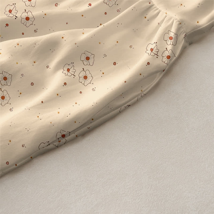 Buddha Stones Robe midi d'été décontractée pour femme, à petits pois et imprimé floral, sans manches, avec poches - image 2