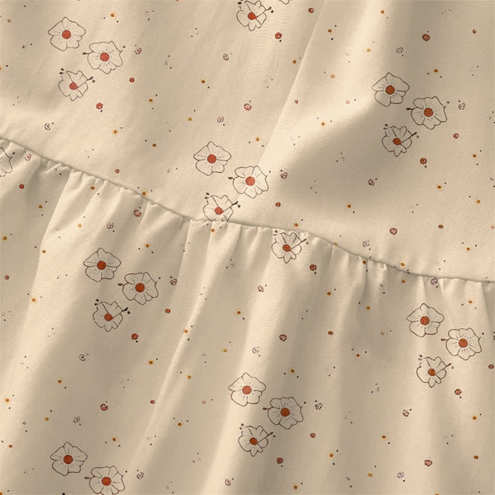 Buddha Stones Robe midi d'été décontractée pour femme, à petits pois et imprimé floral, sans manches, avec poches - image 1