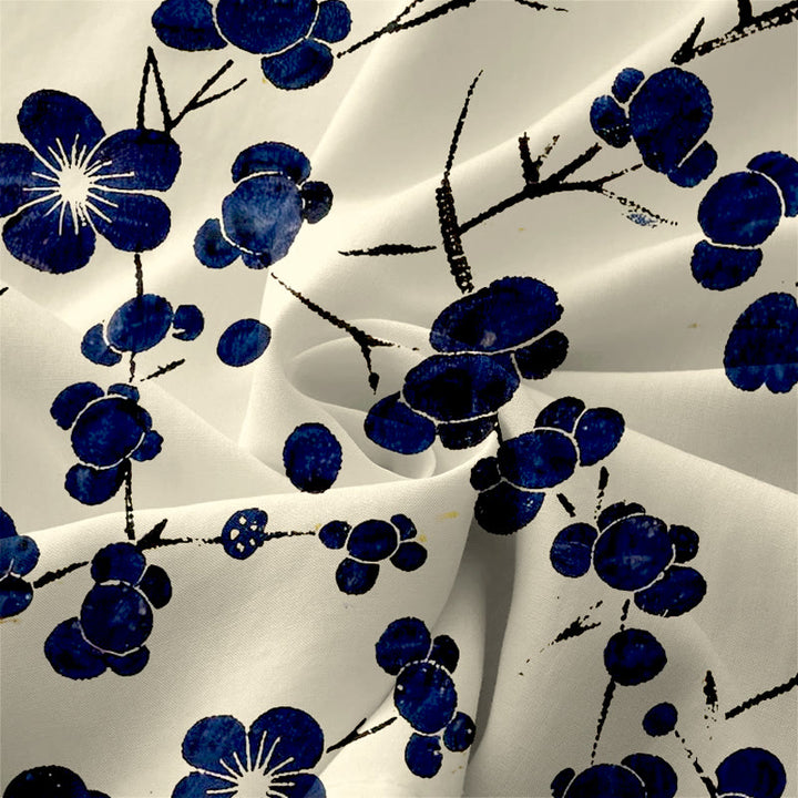 Buddha Stones Robe midi d'été décontractée pour femme, indigo, à motif floral et feuilles, sans manches et avec poches - image 3
