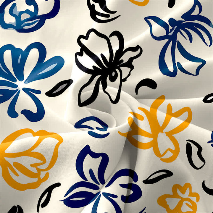 Buddha Stones Robe midi d'été décontractée pour femme, à motif floral abstrait, sans manches et avec poches - image 3