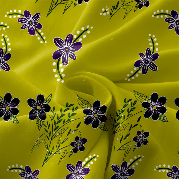 Buddha Stones Robe midi d'été décontractée pour femme, sans manches, à motif floral violet et feuilles, avec poches - image 3