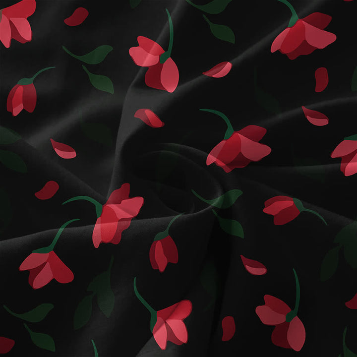 Buddha Stones Robe midi d'été décontractée pour femme, sans manches, à motif floral rouge et poches - image 3