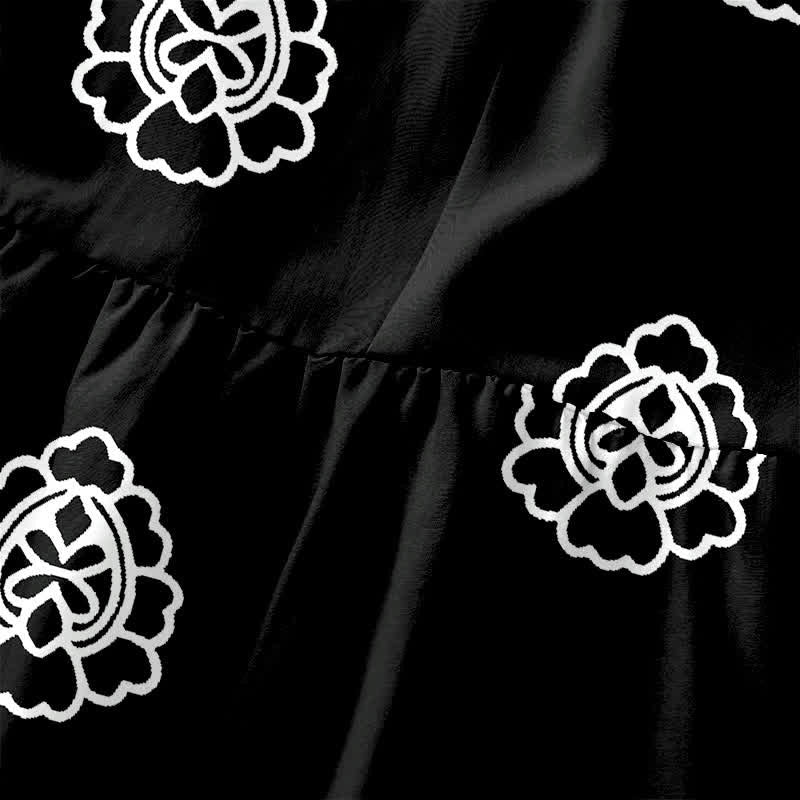 Buddha Stones Robe midi d'été décontractée et vintage à motif floral vintage avec médaillons et feuilles, sans manches et avec poches. - image 1
