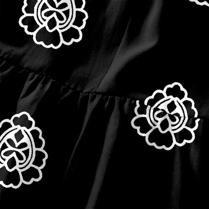 Buddha Stones Robe midi d'été décontractée et vintage à motif floral vintage avec médaillons et feuilles, sans manches et avec poches. - image 1