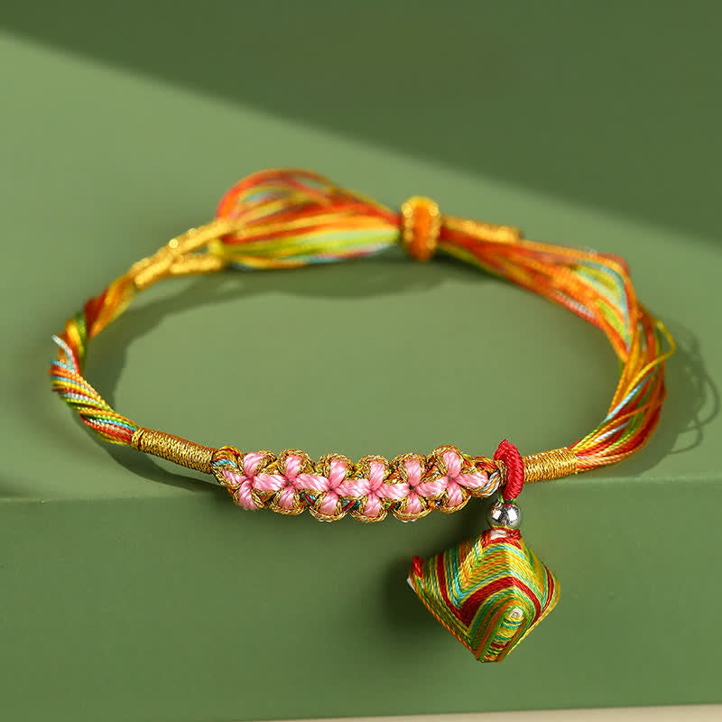 Buddha Stones Bracelet Zongzi multicolore à motifs de fleurs de pêcher - Zongzi - image 1