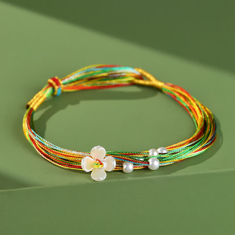 Buddha Stones Bracelet Zongzi multicolore à motifs de fleurs de pêcher - Fleurs de pêcher - image 0