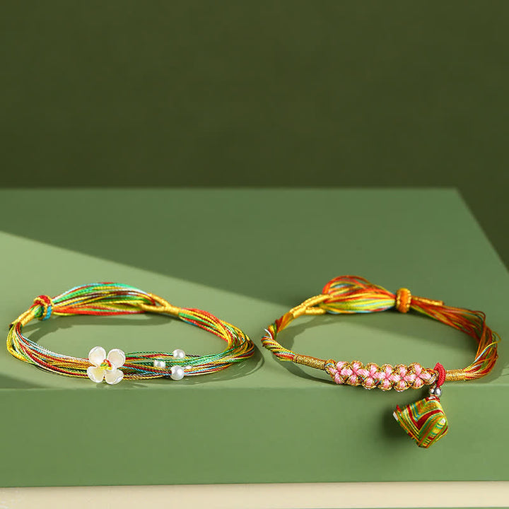 Buddha Stones Bracelet Zongzi multicolore à motifs de fleurs de pêcher - image 2
