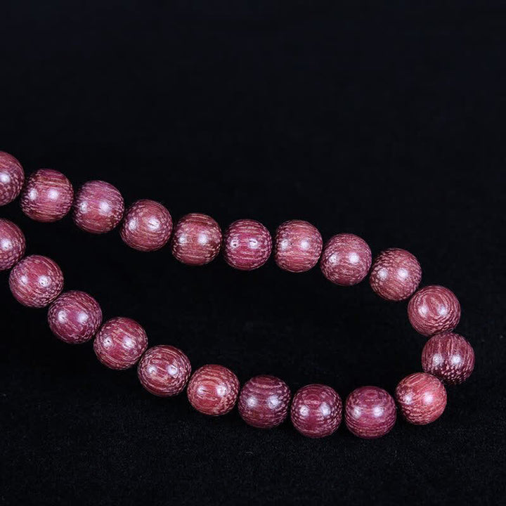 Buddha Stones Mala de 108 perles en calebasse Peltogyne naturelle - image 19