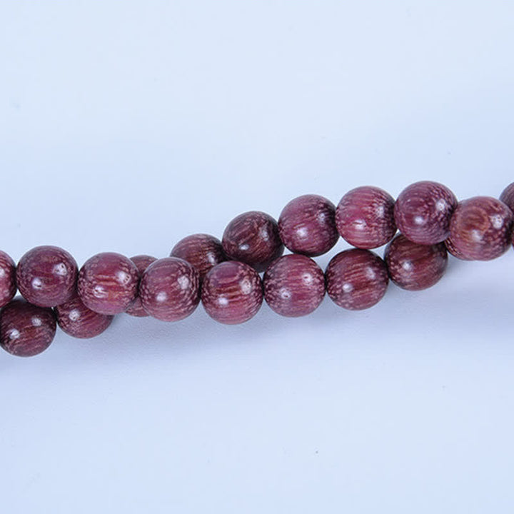 Buddha Stones Mala de 108 perles en calebasse Peltogyne naturelle - image 20