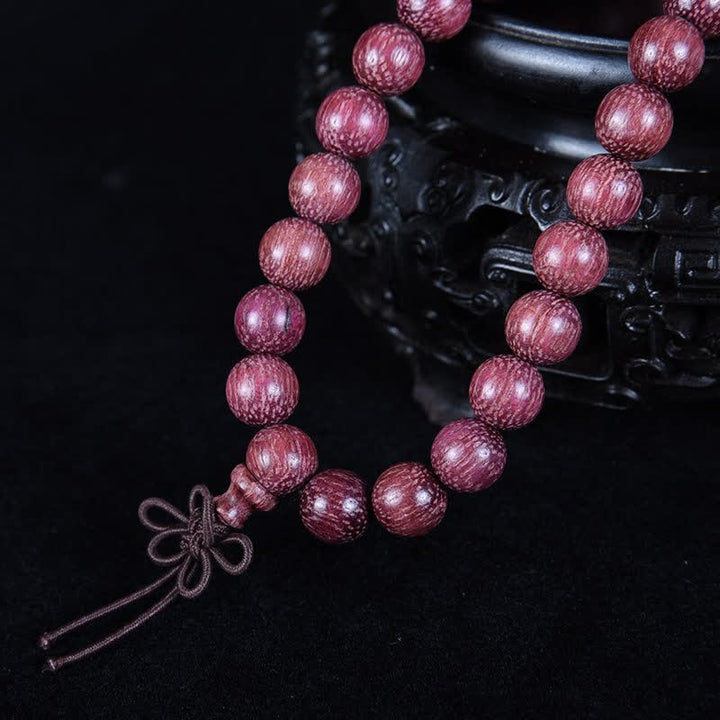 Buddha Stones Mala de 108 perles en calebasse Peltogyne naturelle - image 10