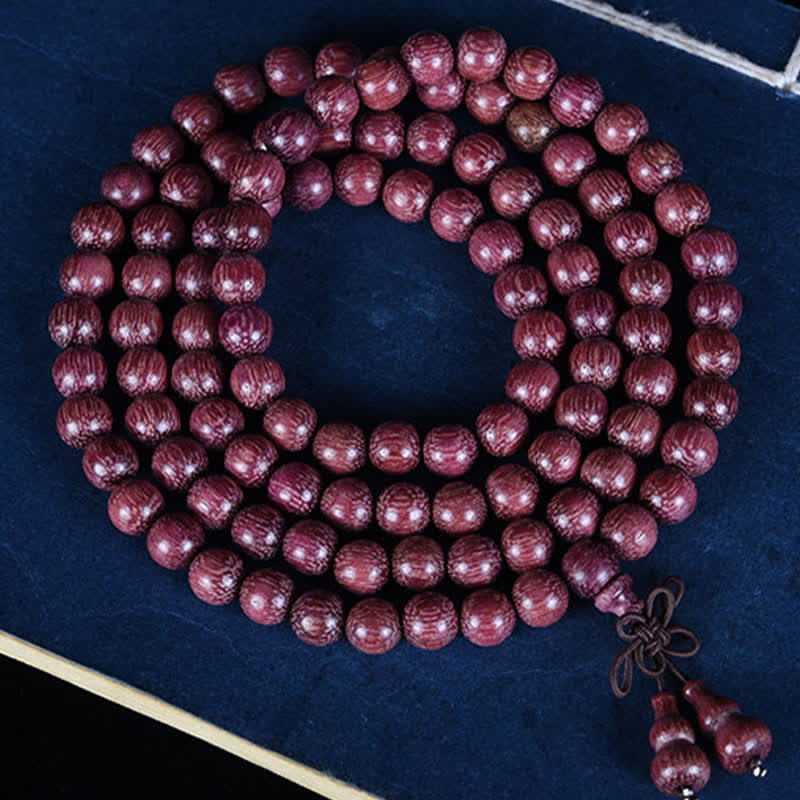 Buddha Stones Mala de 108 perles en calebasse Peltogyne naturelle - Gourde - 8 mm - image 0