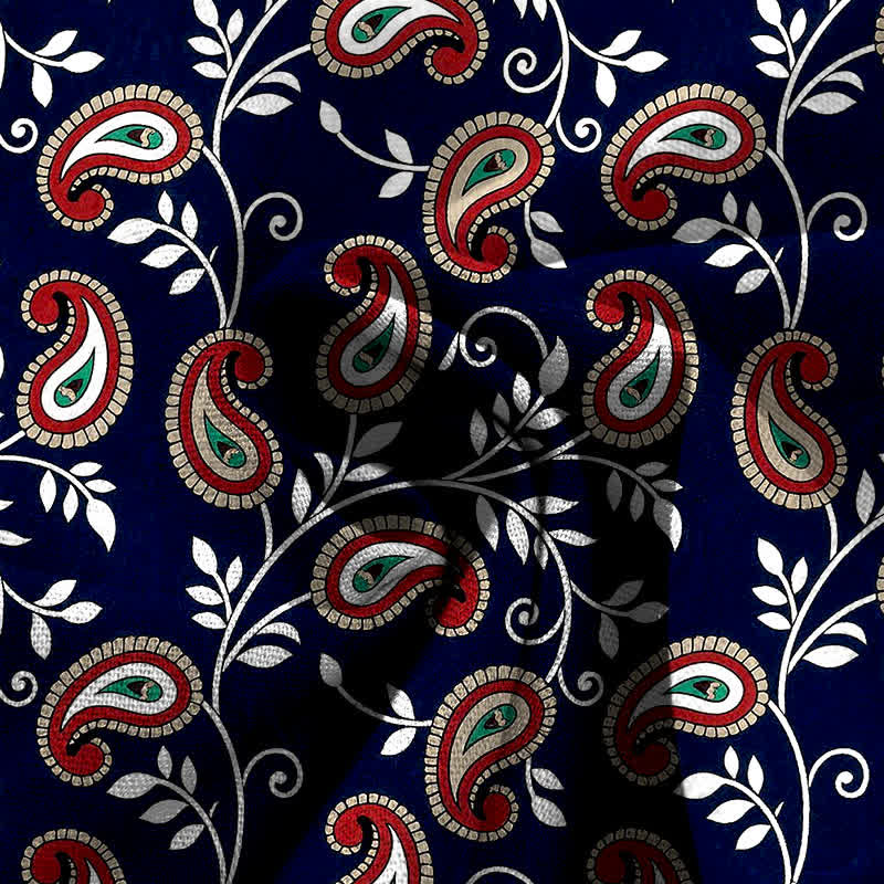 Buddha Stones Pantalon large pour femme en coton et lin à motif cachemire bohème, taille élastique et poches - image 3