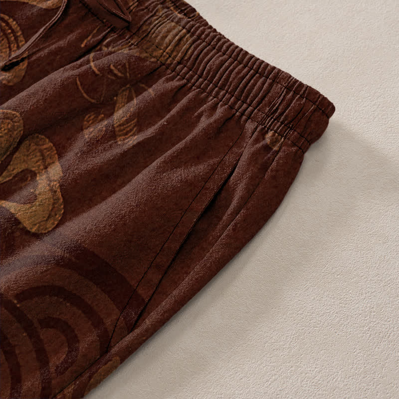 Buddha Stones Pantalon fuselé pour homme en coton à motif floral vintage avec poches - image 2