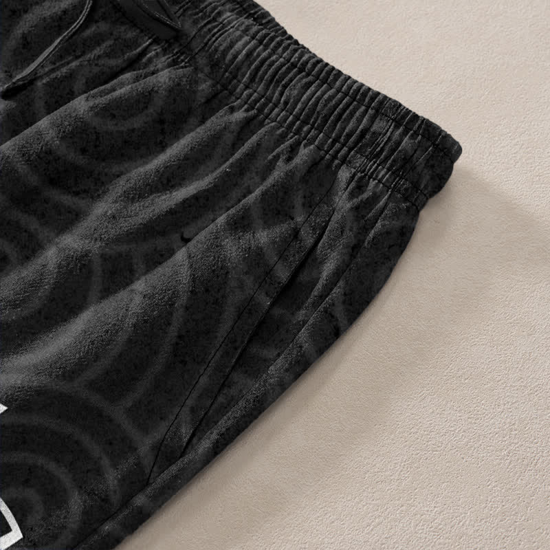 Buddha Stones Pantalon fuselé pour homme en coton blanc à motif spirale de lotus, avec poches - image 2