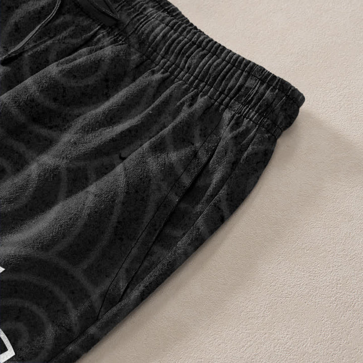 Buddha Stones Pantalon fuselé pour homme en coton blanc à motif spirale de lotus, avec poches - image 2