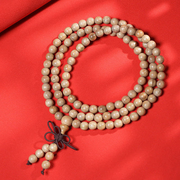 Buddha Stones Mala de 108 perles en bois de camphre naturel, symbole de persévérance - image 2