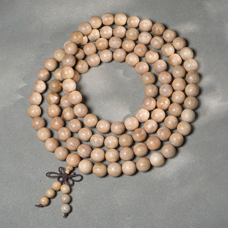 Buddha Stones Mala de 108 perles en bois de camphre naturel, symbole de persévérance - 12 mm - image 9