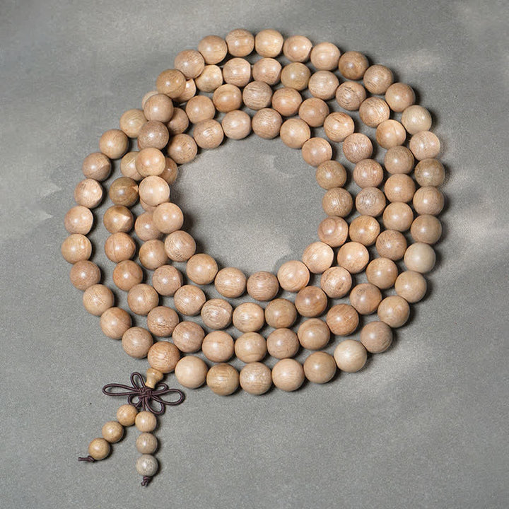 Buddha Stones Mala de 108 perles en bois de camphre naturel, symbole de persévérance - 12 mm - image 9