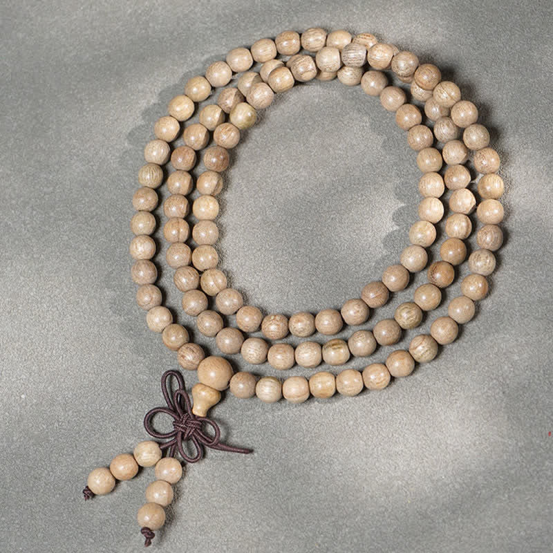 Buddha Stones Mala de 108 perles en bois de camphre naturel, symbole de persévérance - 6 mm - image 0