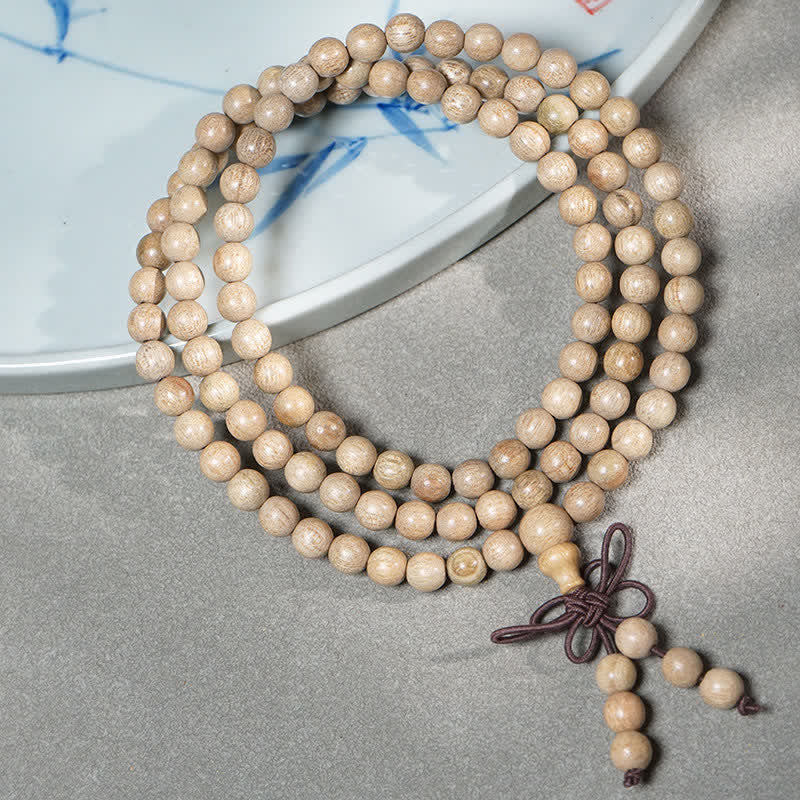 Buddha Stones Mala de 108 perles en bois de camphre naturel, symbole de persévérance - image 3