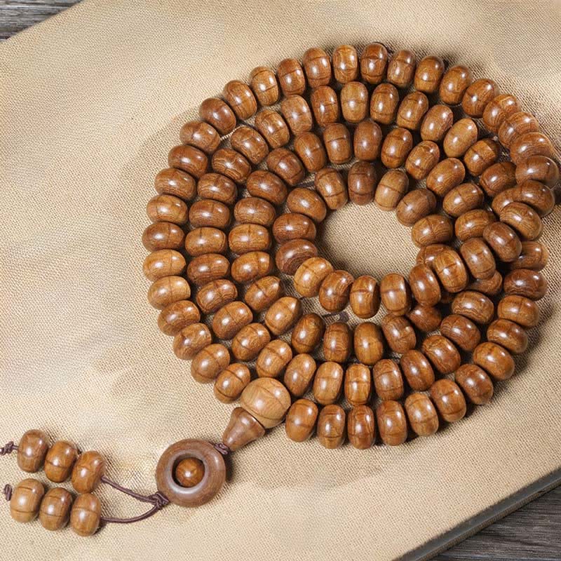 Buddha Stones Mala de protection en bois d'Abelia Biflora naturelle, 108 perles - image 1