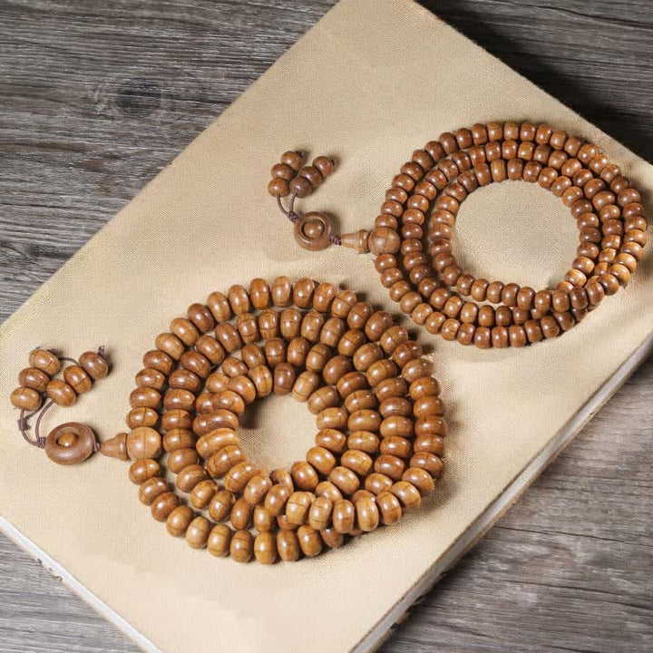 Buddha Stones Mala de protection en bois d'Abelia Biflora naturelle, 108 perles - image 4