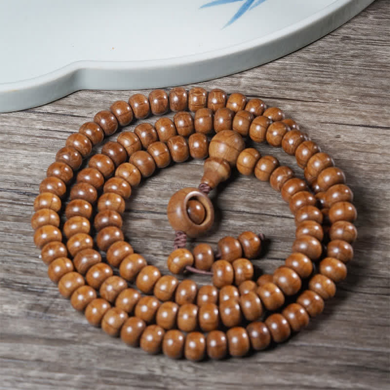 Buddha Stones Mala de protection en bois d'Abelia Biflora naturelle, 108 perles - image 2