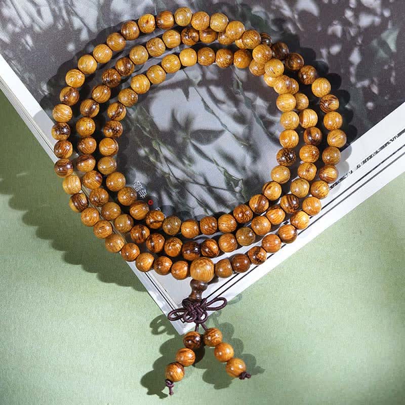 Buddha Stones Mala de 108 perles en marbre et bois naturel Harmony - image 2