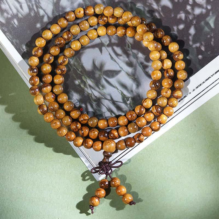 Buddha Stones Mala de 108 perles en marbre et bois naturel Harmony - image 2