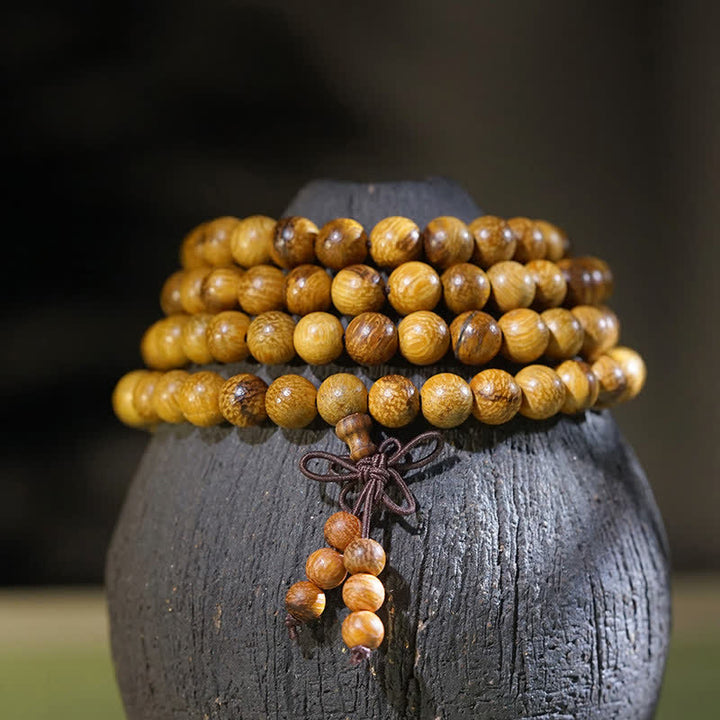Buddha Stones Mala de 108 perles en marbre et bois naturel Harmony - 6 mm - image 0