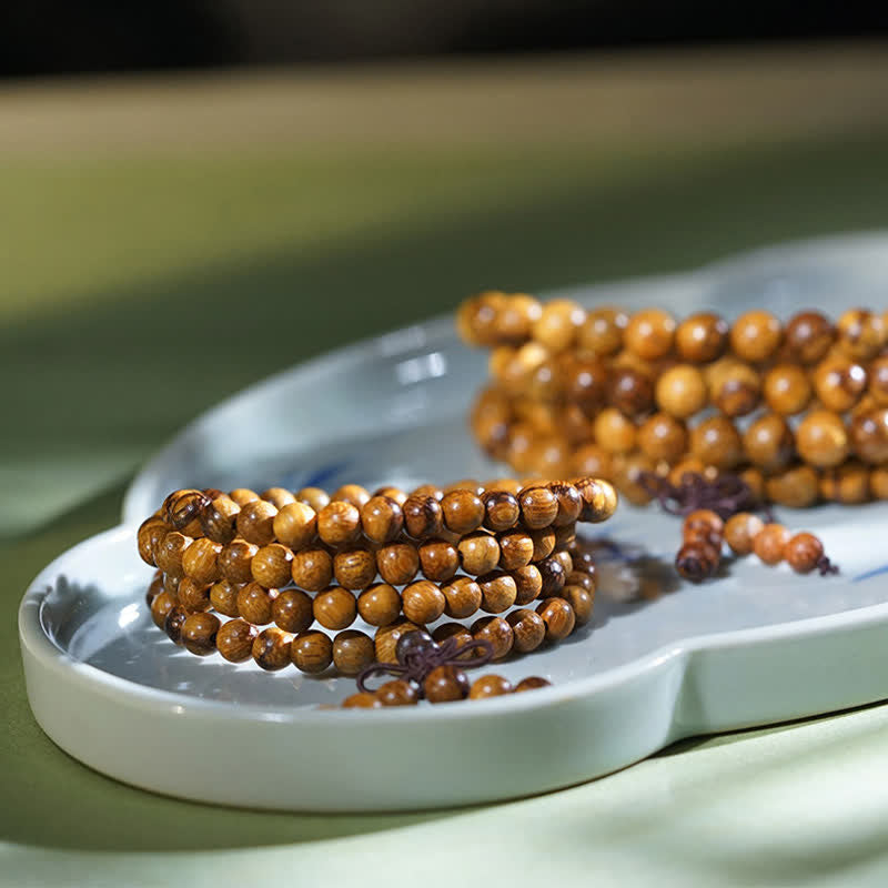 Buddha Stones Mala de 108 perles en marbre et bois naturel Harmony - image 4