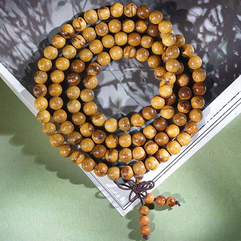 Buddha Stones Mala de 108 perles en marbre et bois naturel Harmony - 8 mm - image 3